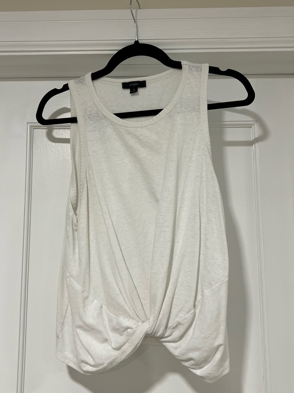 J. Crew White Twist-Front Sleeveless Tank